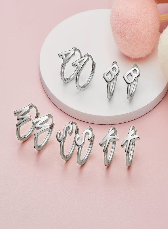 SANNYRA Initial T Hoop Earrings for Women, 26 Letter Studs Earring, Sliver Plated Hypoallergenic Trendy Jewelry - Image 4